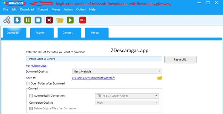 Allavsoft Video Downloader Converter 2026 permite descargar videos, convertir formatos y extraer audio.