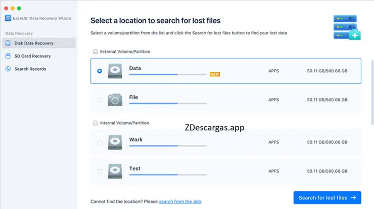 EaseUS Data Recovery Wizard 2026 recupera archivos, fotos, vídeos y documentos eliminados de dispositivos de almacenamiento.a