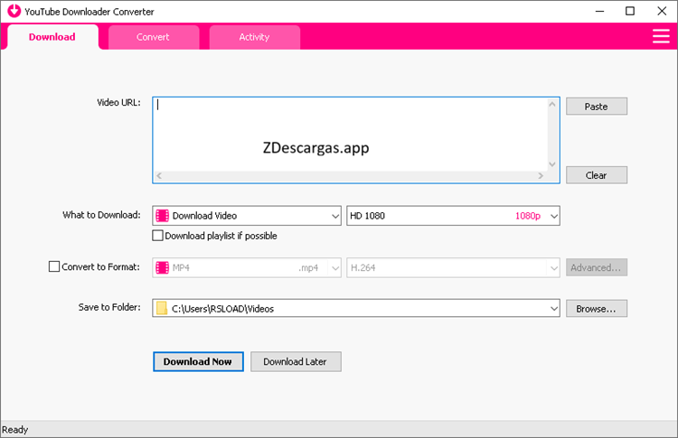 Muziza YouTube Downloader Converter 2026 muestra opciones de descarga de vídeo, conversión de formato y funciones de extracción de medios.